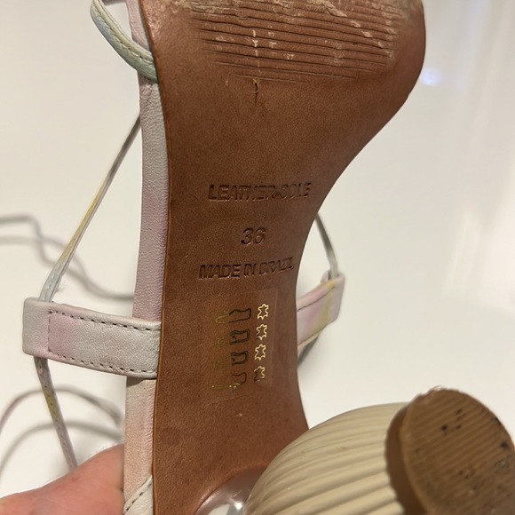 L’Intervalle Multi Coloured Tie Dye Leather Lace Up Heels w/ Creative Heel Sz 36 - Picture 10 of 11